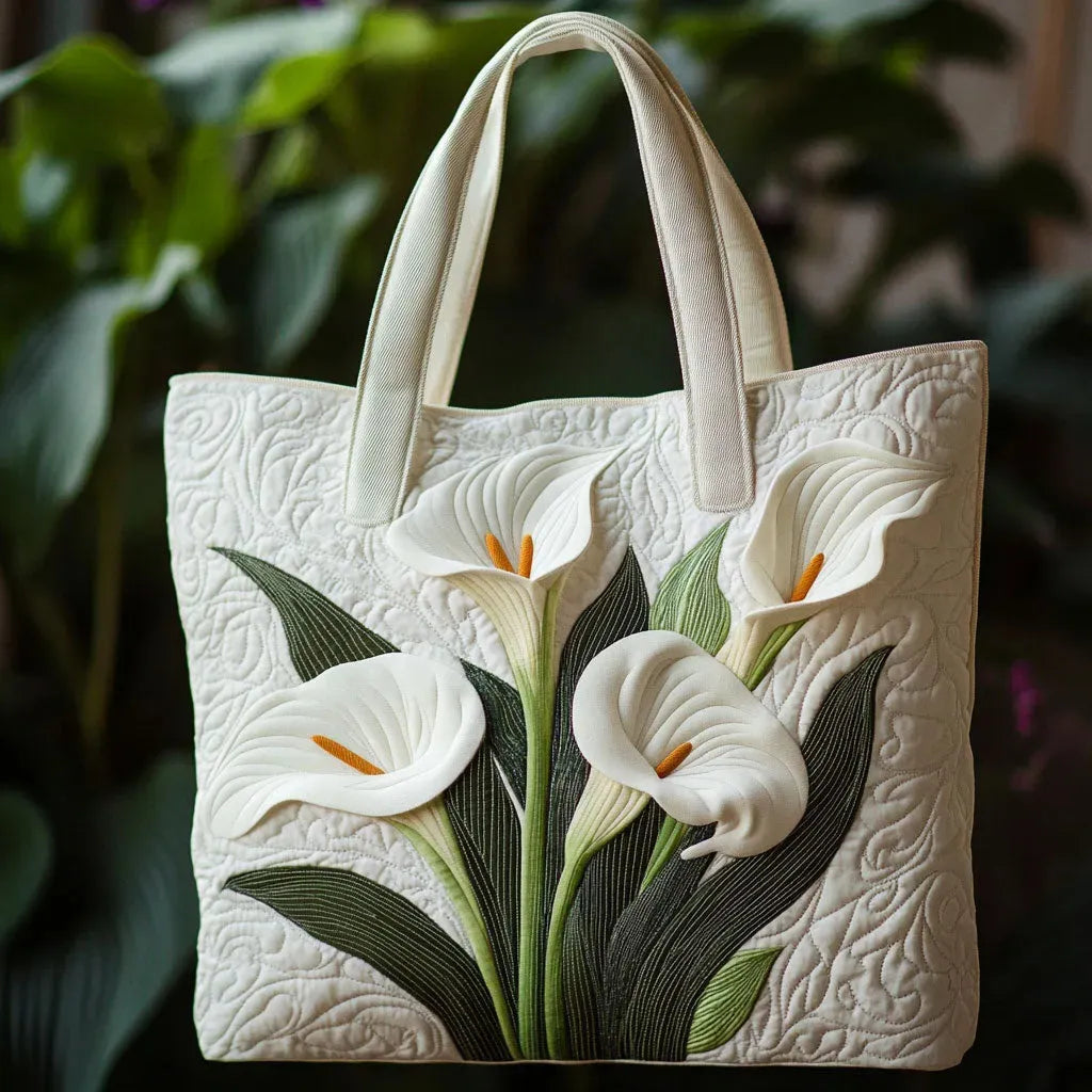 Artisan Quilted Bag - White Calla Lilies