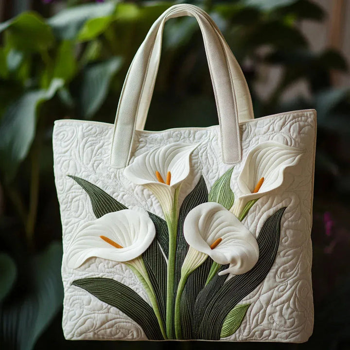 Artisan Quilted Bag - White Calla Lilies