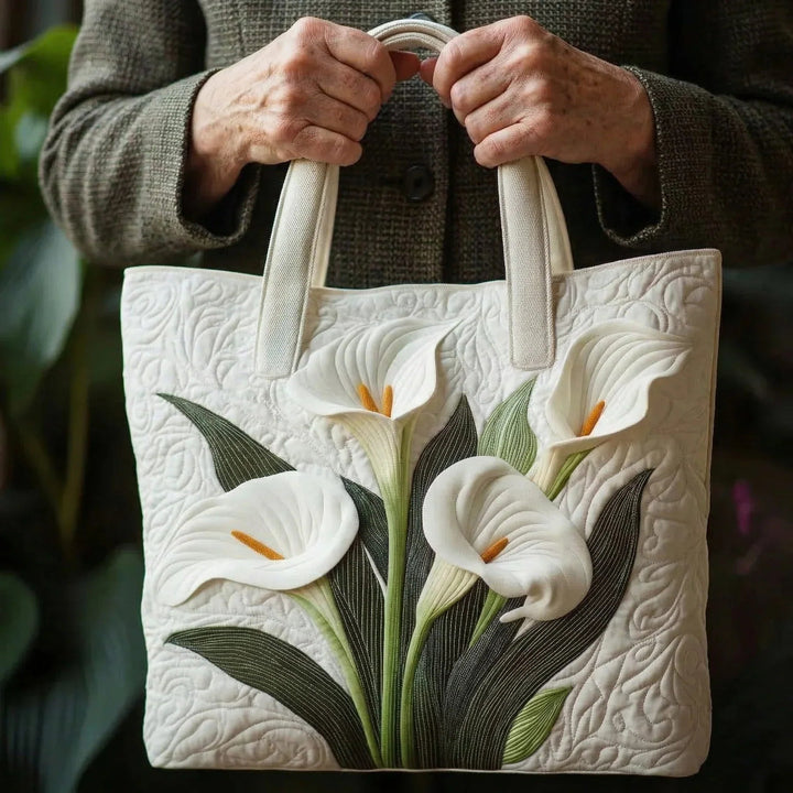 Artisan Quilted Bag - White Calla Lilies