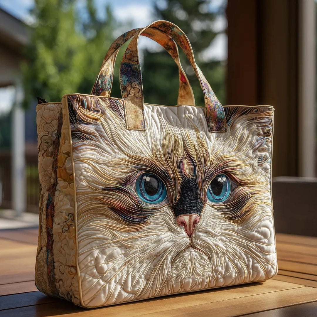 Artisanal Bag - White Cat with Blue Eyes
