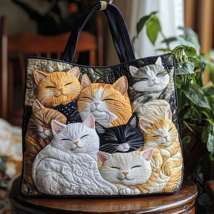 Artisanal Quilted Bag - Sleeping Kittens