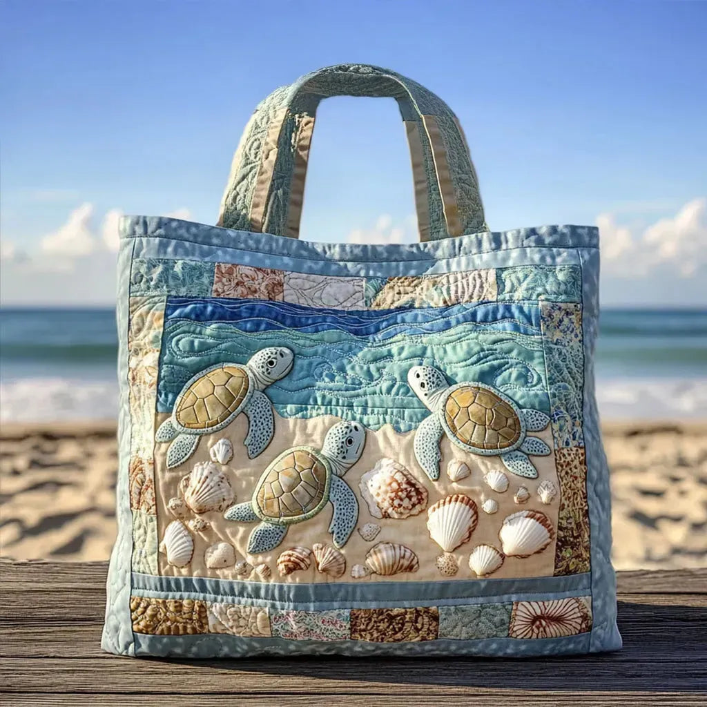 Artisanal Quilted Tote - Sea Turtles