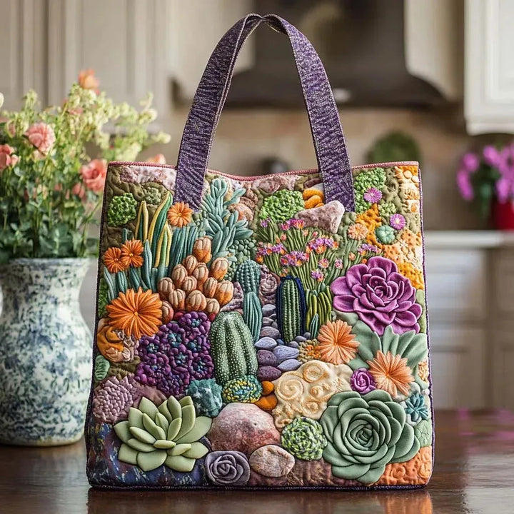 Artisanal Tote Bag - Succulent Garden