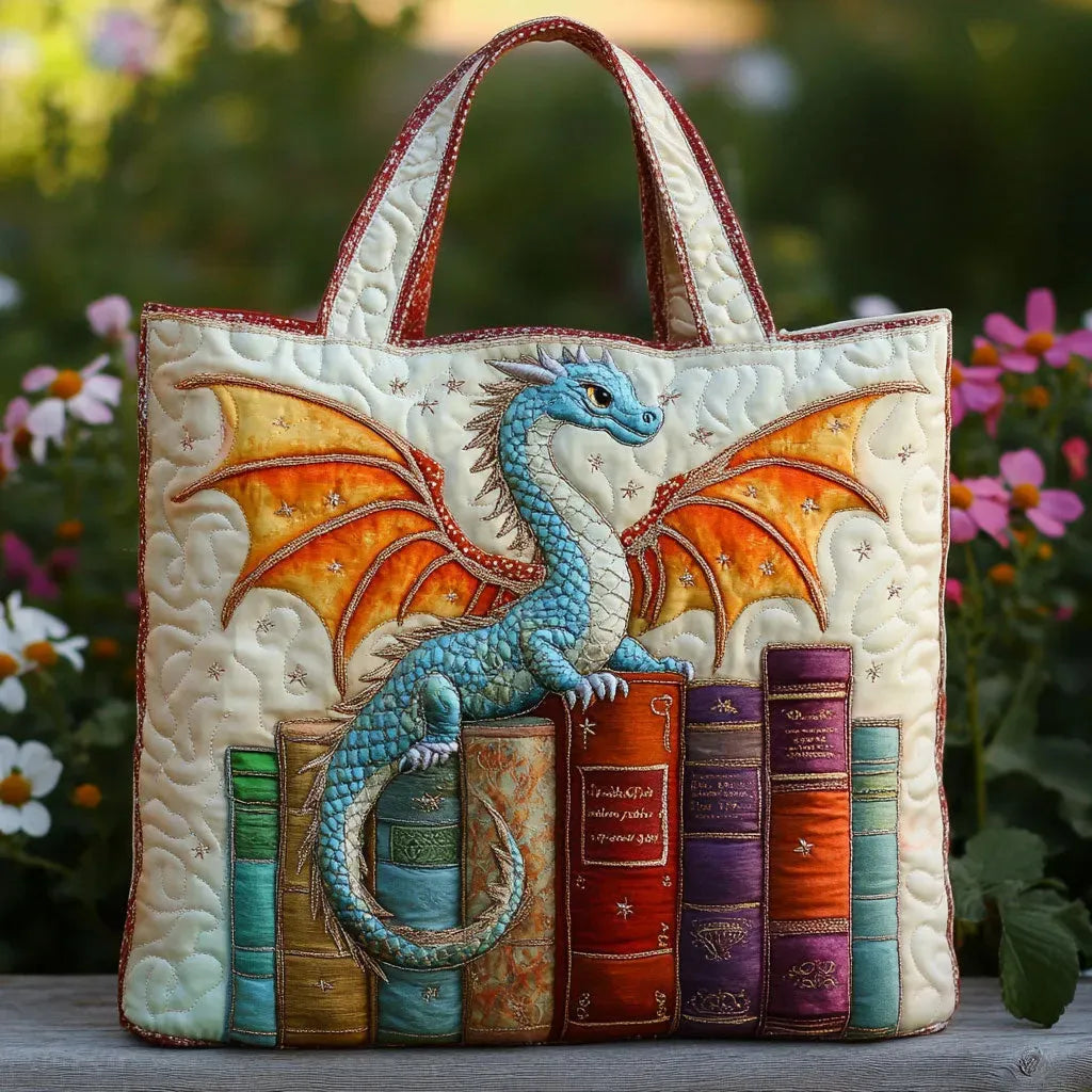 Quilted Bag - Emerald Dragon Book Guardian