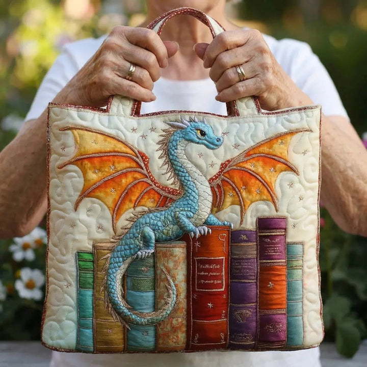 Quilted Bag - Emerald Dragon Book Guardian