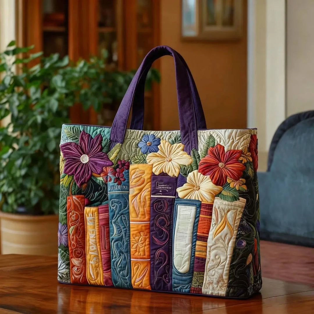 Quilted Tote Bag - Book Lovers